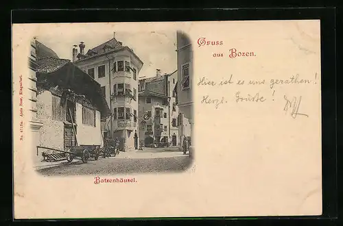 AK Bozen, Strassenpartie mit Batzenhäusel