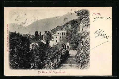 AK Meran, Parthie an der Gilfpromenade