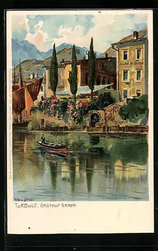Künstler-AK Zeno Diemer: Torbole, Gasthof Garda