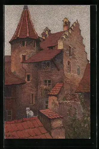 Künstler-AK Ernst E. Schlatter: Luzern, Hofinneres an der Rössligasse