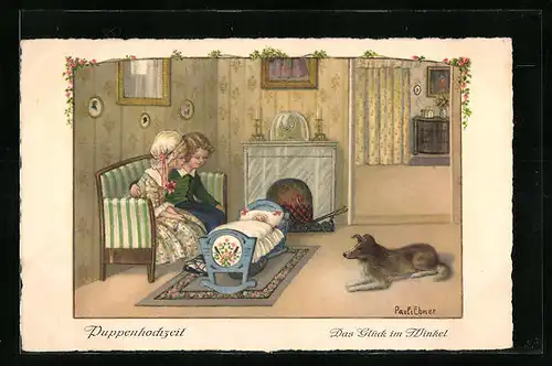 Künstler-AK Pauli Ebner: Puppenhochzeit, Das Glück im Winkel