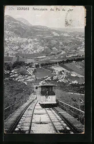 AK Lourdes, Funiculaire du Pic du Jer, Bergbahn