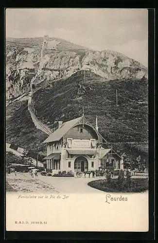 AK Lourdes, Finiculaire sur le Pic du Jer, Bergbahn