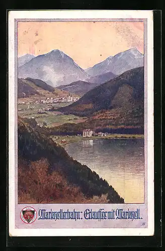 AK Deutscher Schulverein Nr. 719: Mariazell, Erlaufsee mit Blick auf Mariazell