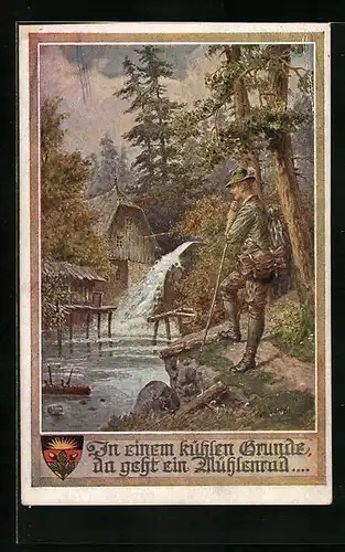 AK Deutscher Schulverein Nr. 1149: in einem kühlen Grunde da geht ein Mühlenrad