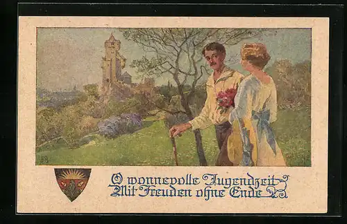 AK Deutscher Schulverein Nr. 1072: O wonnevolle Jugendzeit mit Freuden ohne Ende