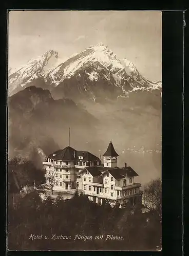 AK Stansstad, Hotel und Kurhaus Fürigen mit Pilatus