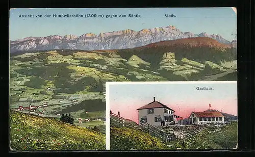 AK Hundwil, Gasthaus Hundwilerhöhe gegen den Säntis