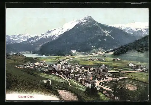 AK Davos-Dorf, Gesamtansicht von einem Hügel gesehen