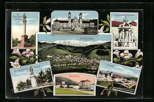 AK Einsiedeln, Kloster, Schulhaus, Liebfrauenbrunnen