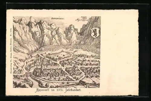 Künstler-AK Appenzell, Teilansicht im XVII. Jahrhundert