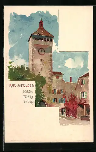 Künstler-AK Rheinfelden, Darstellung vom Oberthorthurm