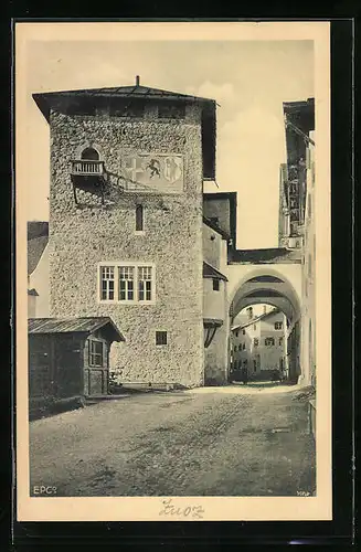 AK Zuoz, Strassenpartie mit Turm