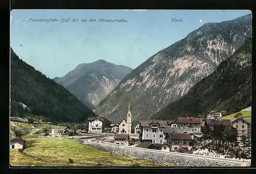 AK Franzensfeste an der Brennerbahn, Ortspartie mit Kirche