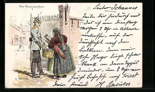 Künstler-AK Carl Becker: Wächter am Kasernenthor