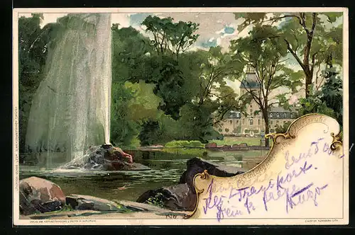 Künstler-AK Heinrich Kley: Karlsruhe, Wasserspiel im Schlossgarten