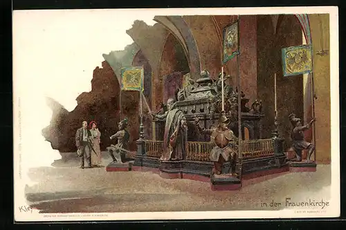 Künstler-AK Heinrich Kley: München, Innenansicht der Frauenkirche