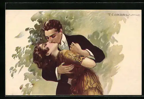 Künstler-AK Tito Corbella: Inniger Kuss zweier sich Liebender