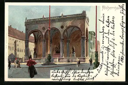 Künstler-AK Heinrich Kley: Feldhernhalle