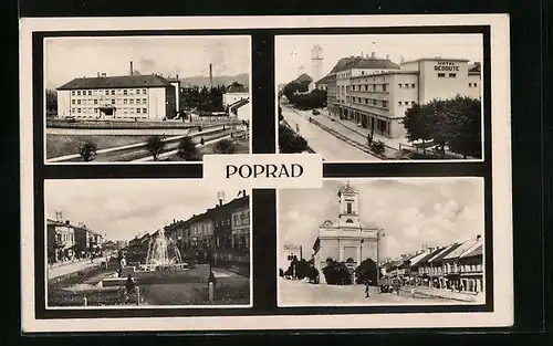 AK Poprad, Ortsansichten mit Hotel Redoute