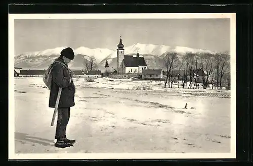 AK Liptovsky Sv. Jan, Ortsansicht im Schnee, Vánocni a novorocni pozdrav