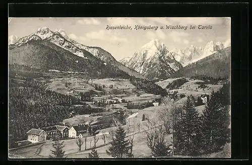 AK Tarvis, Blick auf Königsberg, Wischberg und Riesenleiche