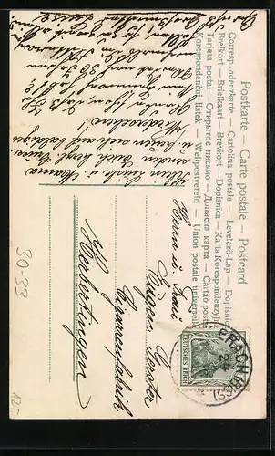 AK Junge in Uniform mit Mädchen im Arm, Kinder Kriegspropaganda