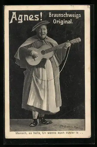 AK Braunschweig, Braunschweiger Original Agnes mit Gitarre