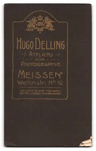 Fotografie Hugo Delling, Meissen, Wettinstrasse 10, Elegant gekleideter Herr mit Schnauzbart