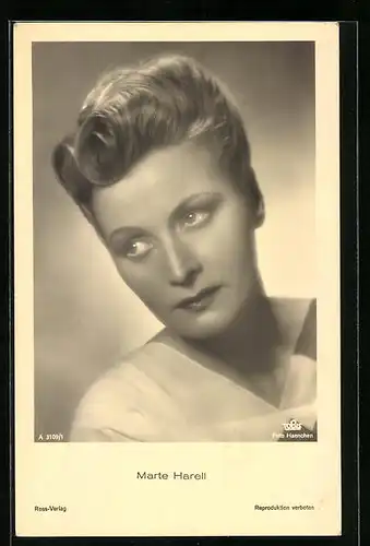 AK Schauspielerin Marte Harell mit traurigem Blick