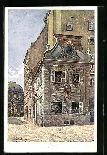 Künstler-AK E.F. Hofecker: Wien, Schottenbastei mit Strassenpartie