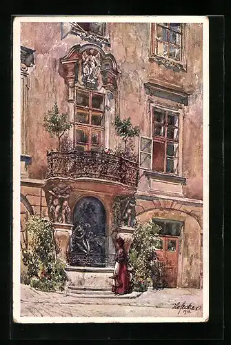 Künstler-AK E.F. Hofecker: Wien, Brunnen von Rafael Donner im alten Rathaus