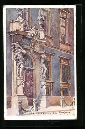 Künstler-AK E.F. Hofecker: Wien, Fassade des Liechtensteinpalais`