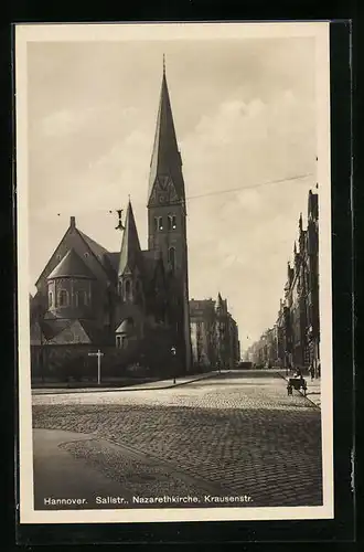 AK Hannover, Nazarethkirche Ecke Sallstrasse und Krausenstrasse