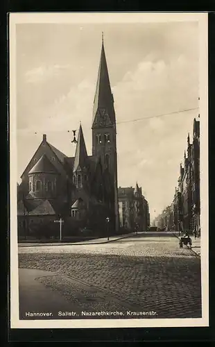 AK Hannover, Nazarethkirche Ecke Sallstrasse und Krausenstrasse
