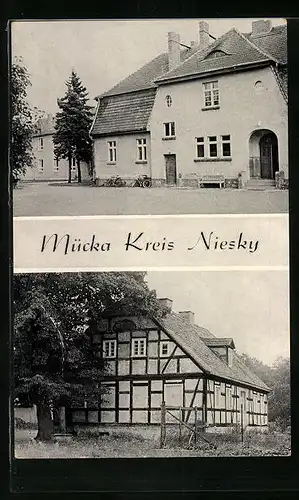 AK Mücka /Kreis Niesky, Oberschule, Fachwerhaus Brüterei