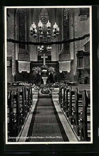 AK Nieder-Saulheim /Rhh., Inneres der Evangelischen Kirche
