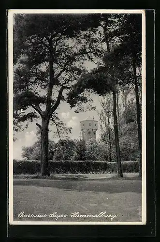 AK Hammelburg, Lager Hammelburg, Ortspartie mit Turm