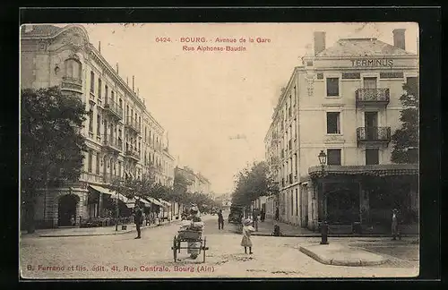 AK Bourg, Avenue de la Gare, Rue Alphonse-Baudin