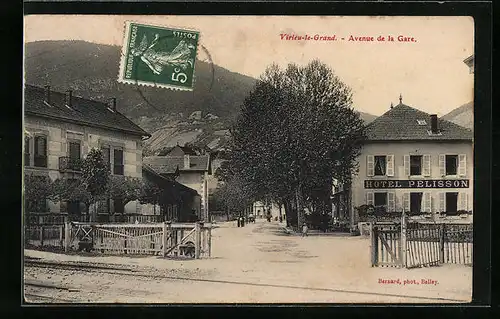 AK Virieu-le-Grand, Avenue de la Gare, Hotel Pelisson