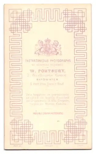 Fotografie W. Portbury, Bayswater, 7. Westbourne Grove, Herr mit Vollbart im Portrait