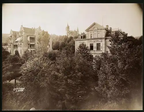 Fotografie Gustav Salzer, Baden-Baden, Ansicht Baden-Baden, Villa Quisisana in der Bismarckstrasse, Grossformat 27 x 20cm