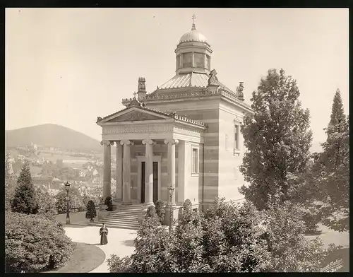 Fotografie Gustav Salzer, Baden-Baden, Ansicht Baden-Baden, Rumänisch Orthodoxe Stourdza-Kapelle, Grossformat 27 x 20cm