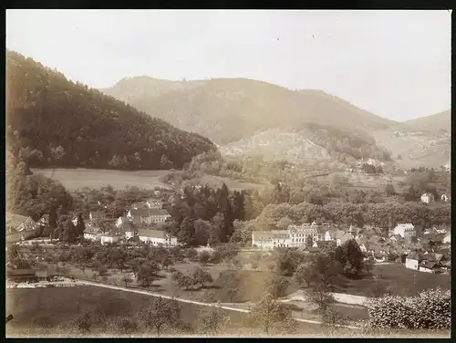 Fotografie Gustav Salzer, Baden-Baden, Ansicht Baden-Baden, Stadtansicht mit Hotel Baeren, Grossformat 28 x 20cm