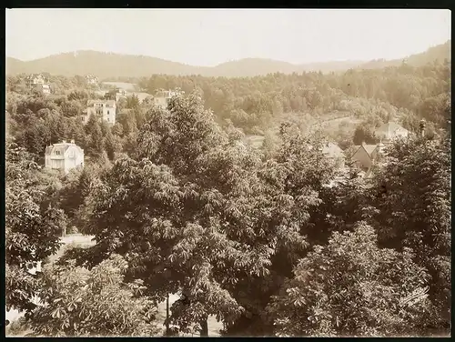 Fotografie Gustav Salzer, Baden-Baden, Ansicht Baden-Baden, Villen am Stadtrand in Hanglage, Grossformat 28 x 20cm