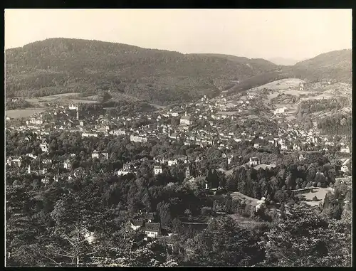 Fotografie Gustav Salzer, Baden-Baden, Ansicht Baden-Baden, Gesamtansicht der Stadt, Grossformat 27 x 20cm