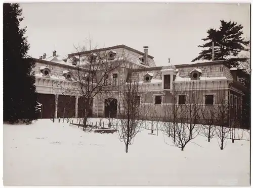 Fotografie Gustav Salzer, Baden-Baden, Ansicht Baden-Baden, Park-Hotel im Winter, Grossformat 27 x 20cm