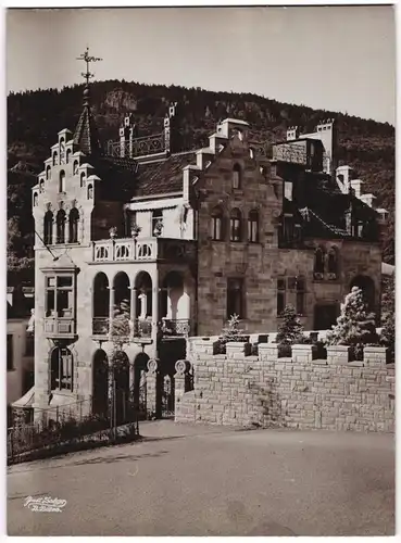 Fotografie Gustav Salzer, Baden-Baden, Ansicht Baden-Baden, Freimaurer Logenhaus Vincentistrasse 8, Grossformat 20 x 28cm