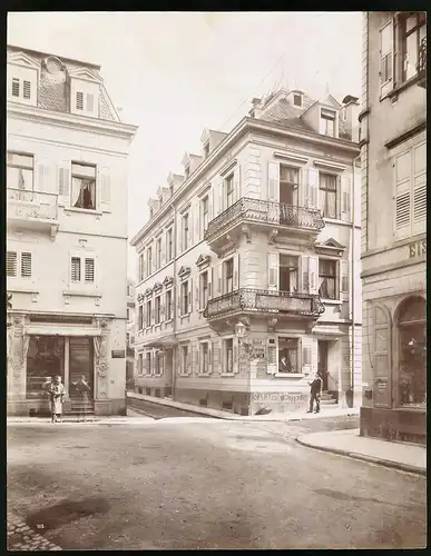Fotografie Gustav Salzer, Baden-Baden, Ansicht Baden-Baden, Salmen-Hotel in der Gernsbacher Strasse, 21 x 27cm