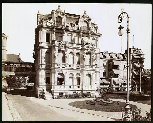 Fotografie Gustav Salzer, Baden-Baden, Ansicht Baden-Baden, Hotel Stephanie, Grossformat 28 x 22cm